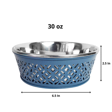 Stainless Steel COUNTRY FARMHOUSE Pet Bowl - Blue