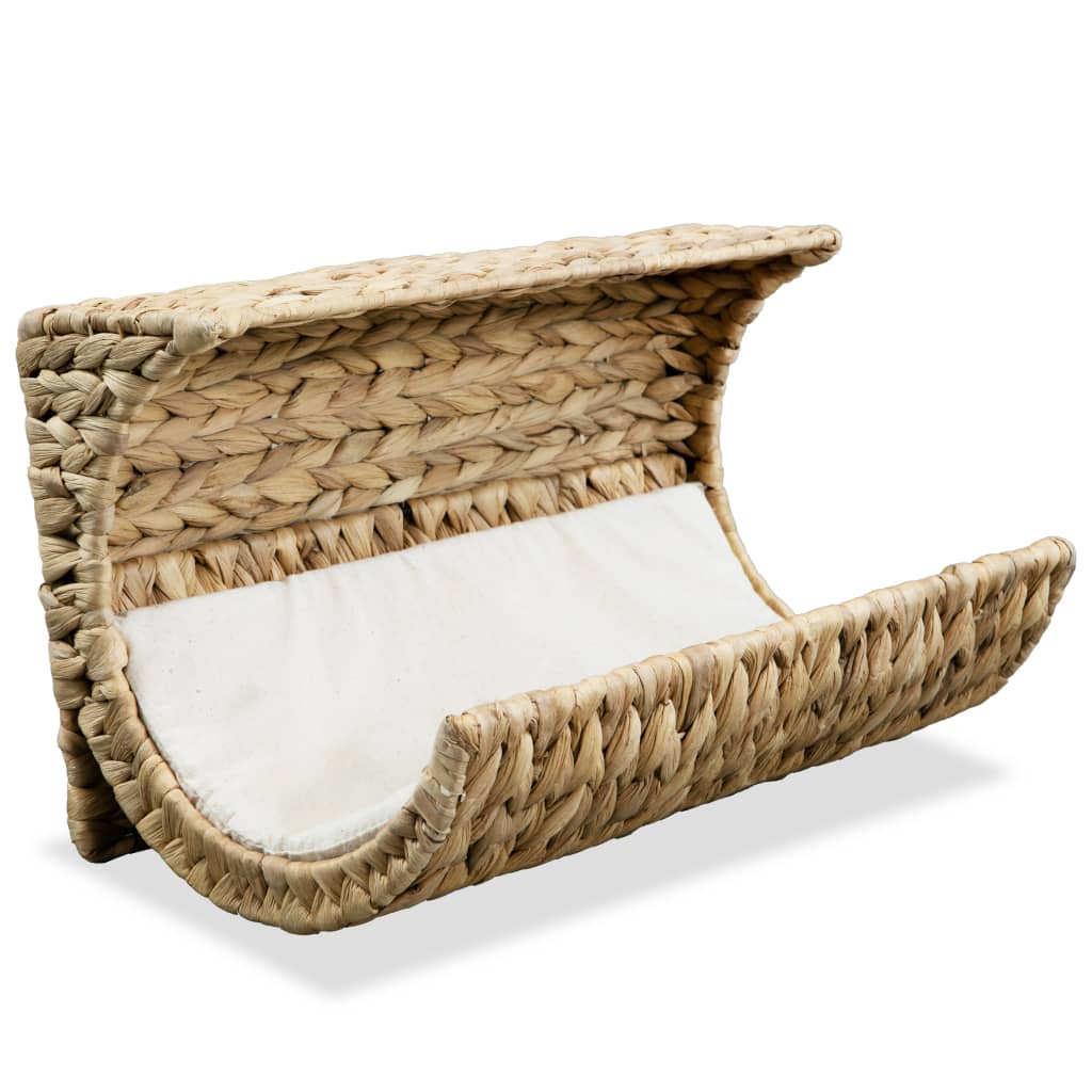 vidaXL Cat Bed with Cushion Water Hyacinth 13.8"x7.1"x7.1"-0