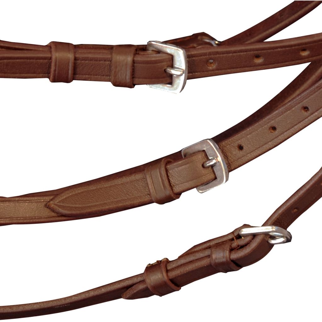 vidaXL Flash Bridle with Reins and Bit Leather Brown Full-2