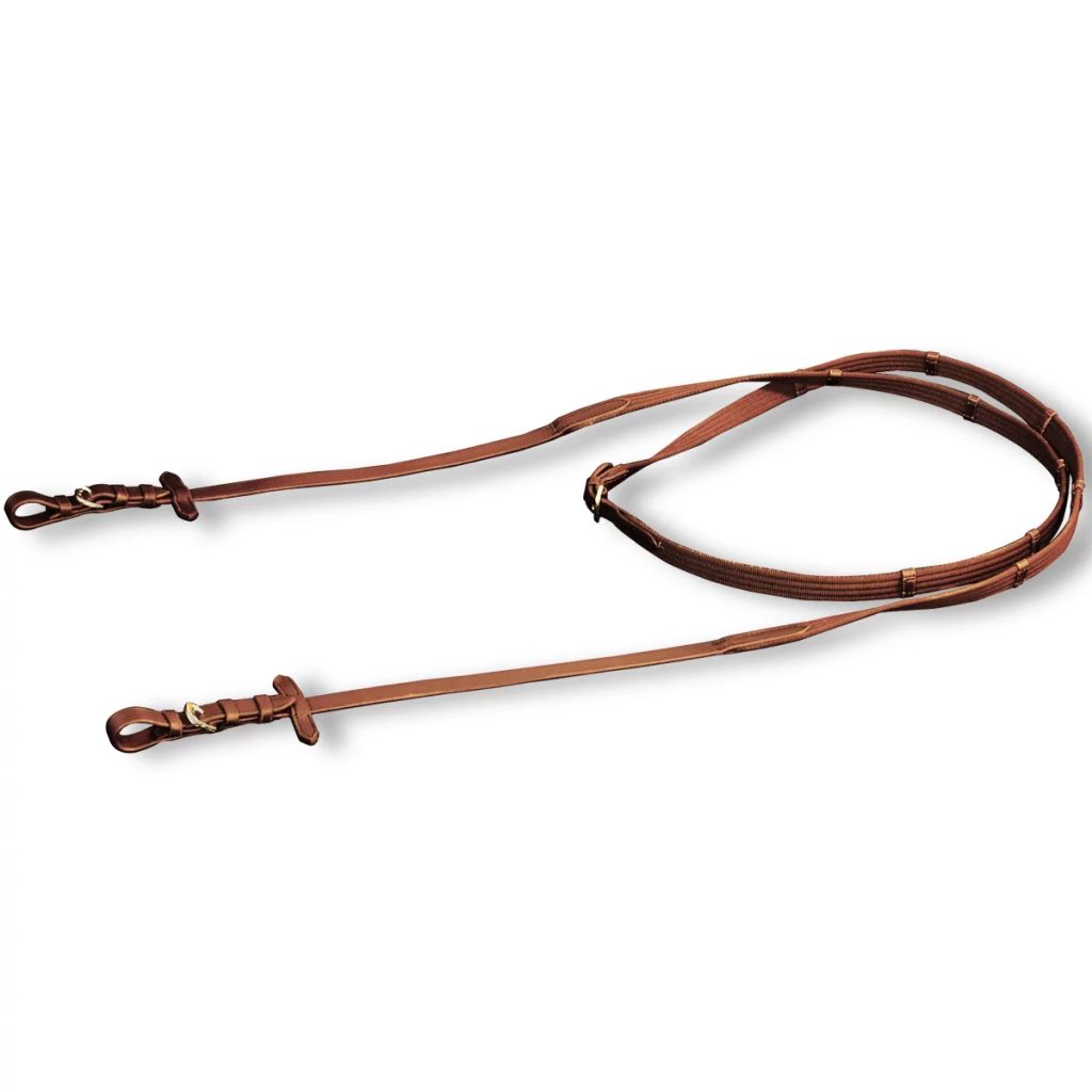 vidaXL Flash Bridle with Reins and Bit Leather Brown Full-4