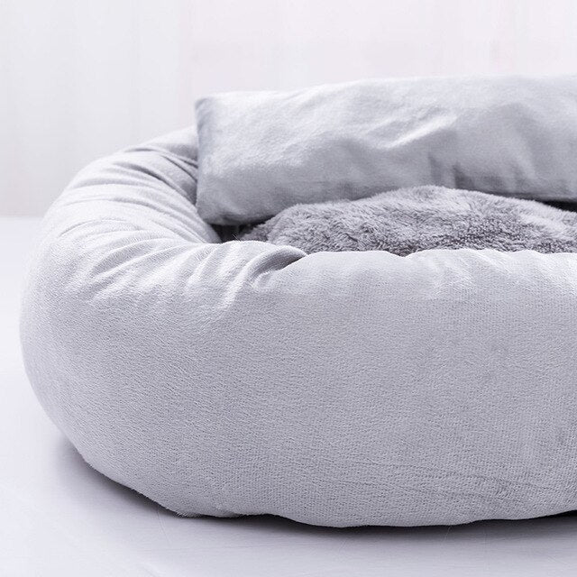 Dog Cat Bed Cute Round Pet Bed Soft Sofa Mat With Pillow Winter Warm Pet House Nest Cushion for Cats Puppy Pet Sleeping Supplies-7