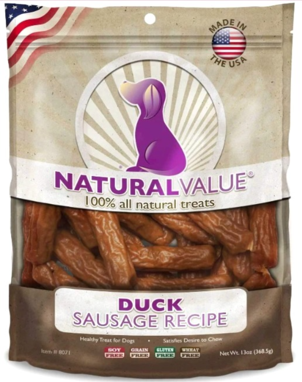 Loving Pets Natural Duck Sausages Dog treats 13 oz-0