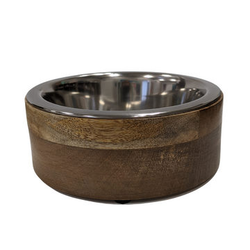 Stainless Steel Dog Bowl with MANGO Wood Holder