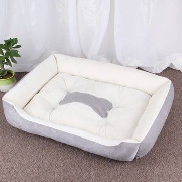 DOG BED (White and Gray) With Gray Bone Silhouette