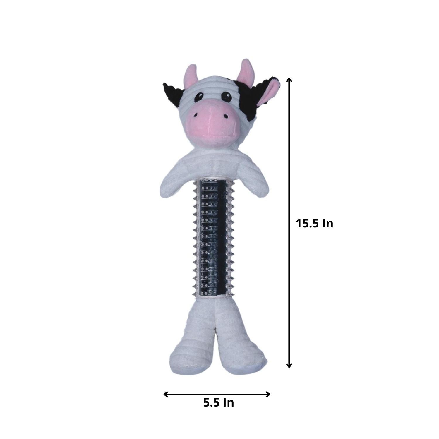 Black and White Cow Corduroy Plush Squeaking Dog Chew Toy-5