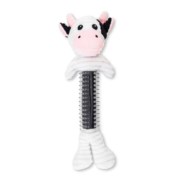 Black and White Cow Corduroy Plush Squeaking Dog CHEW TOY