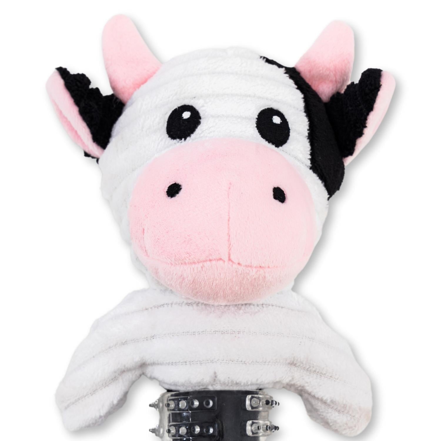 Black and White Cow Corduroy Plush Squeaking Dog Chew Toy-2