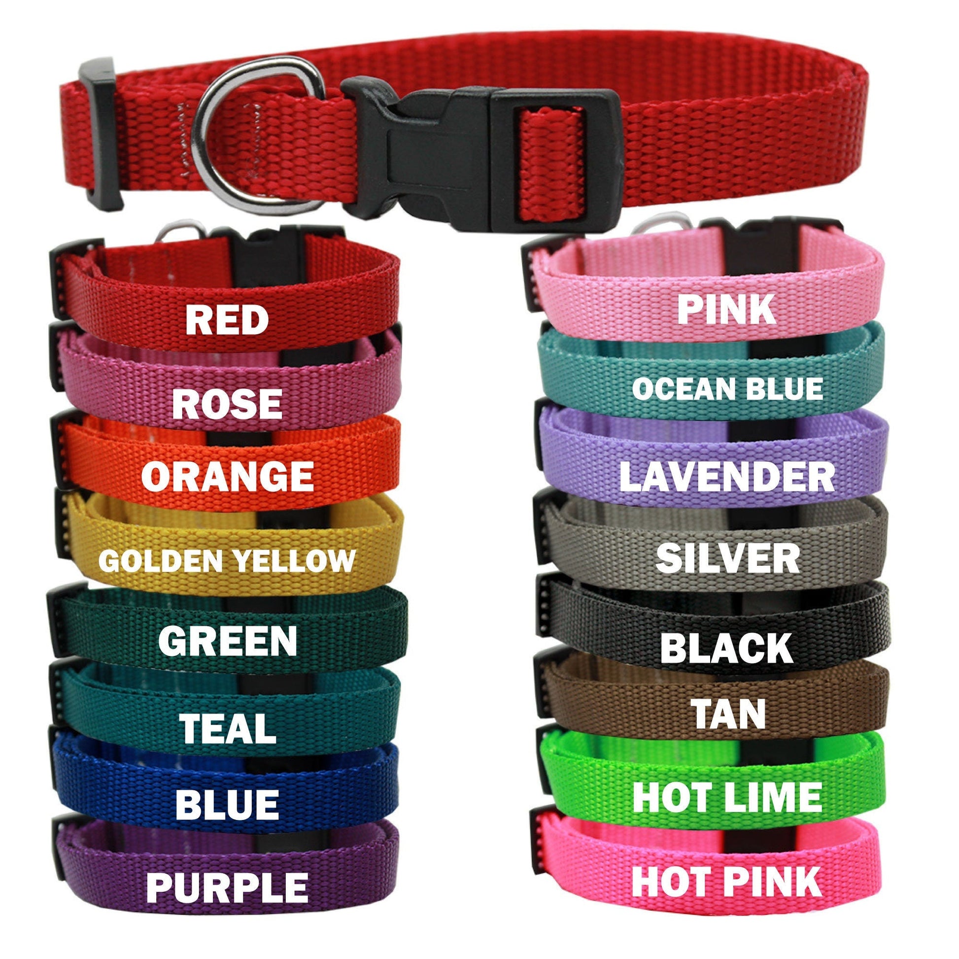 Pet Dog & Cat Nylon Collar or Leash Plain, Blank-2