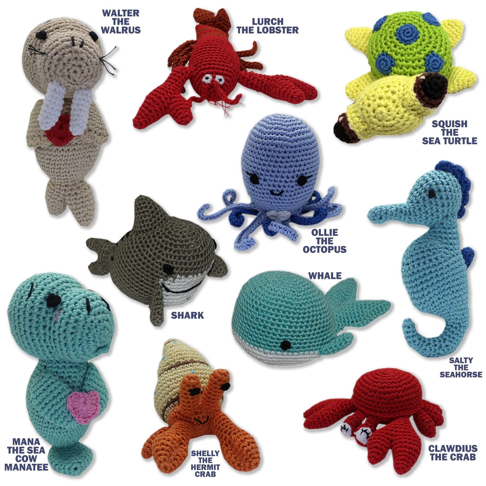 Knit Knacks Organic Cotton Pet & Dog Toys, "Ocean Buddies Group" (Choose from 10 different options!)-1