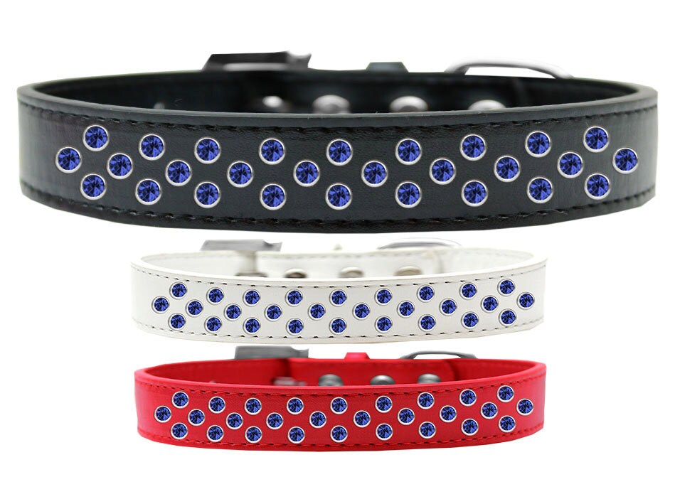 Dog, Puppy & Pet Fashion  Collar, "Blue Crystal Rimsets Sprinkles"-0