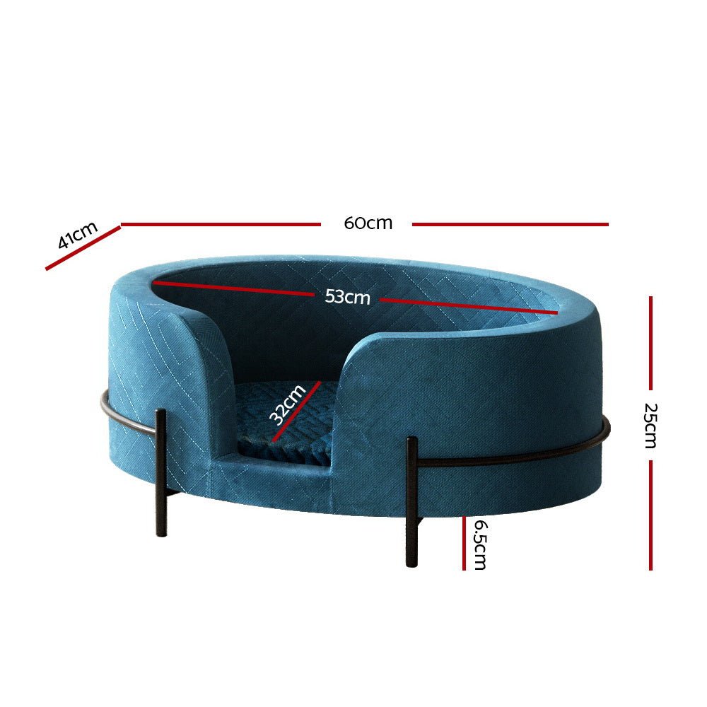 Elevated Cosy Calming Pet Bed Blue-1