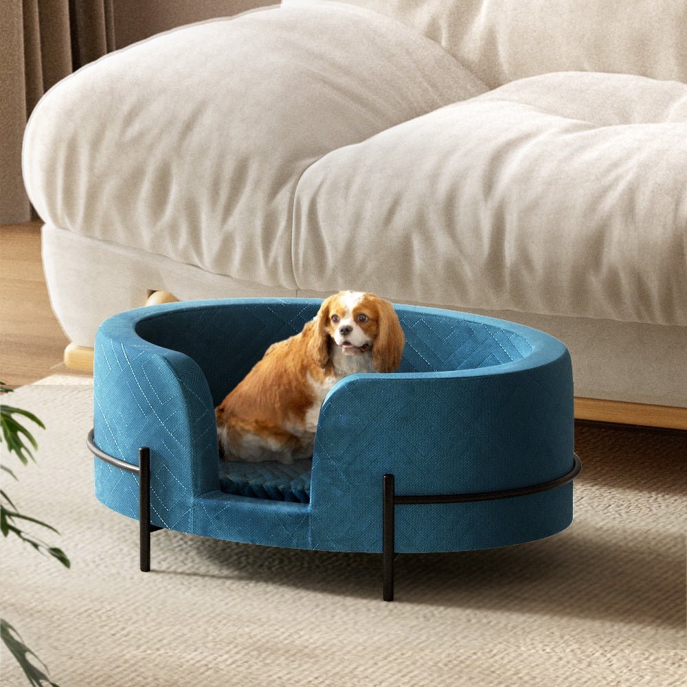 Elevated Cosy Calming Pet Bed Blue-4